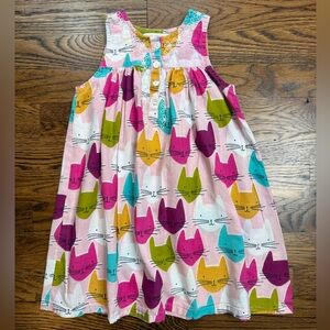 Pink Chicken Girls Pink Multicolor Cat-Print 100% Cotton Tank Sundress 3Y